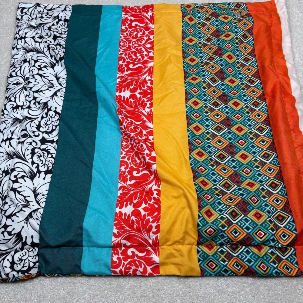 Multicolor Patchwork Striped Set 2 Pillow Covers Geometric‎ Boho Colorful 26x26